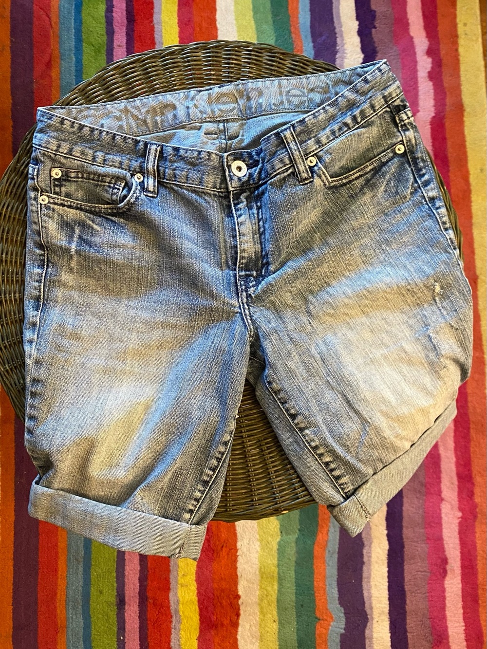 Calvin Klein Distressed Denim Shorts | Light Wash | Size 30